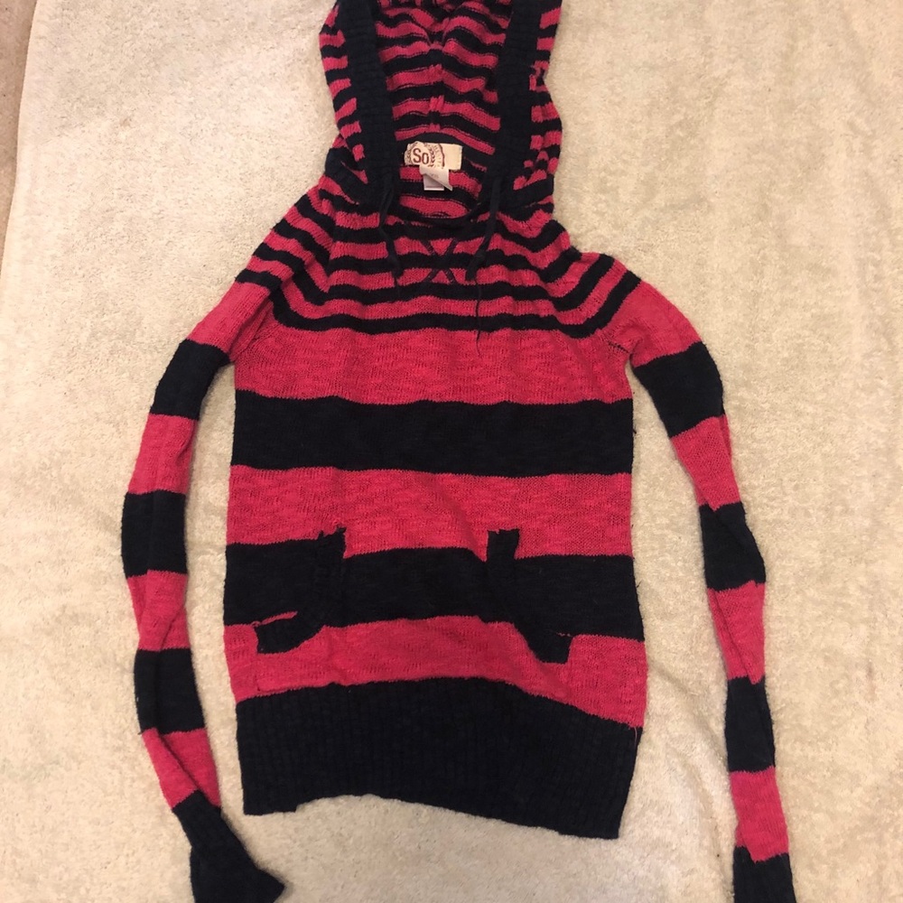 pink striped hoodie